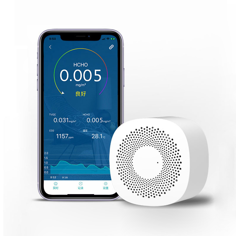 Портативный детектор температуры воздуха TVOC CO2 HCHO, анализатор газа с BT и приложением