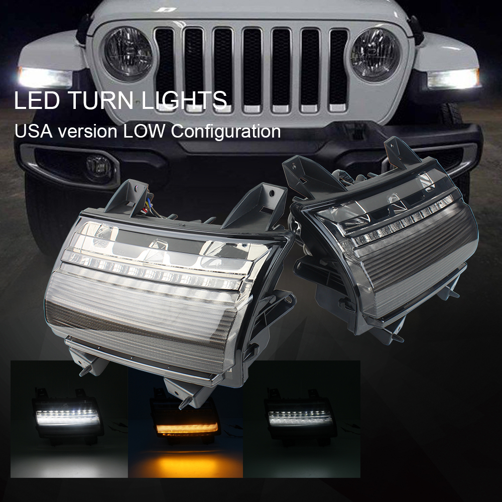 Светодиодные дневные ходовые огни WUKMA с сигналом поворота DRL, подходит для Jeep Wrangler JL 2018-2019 Sahara Rubicon