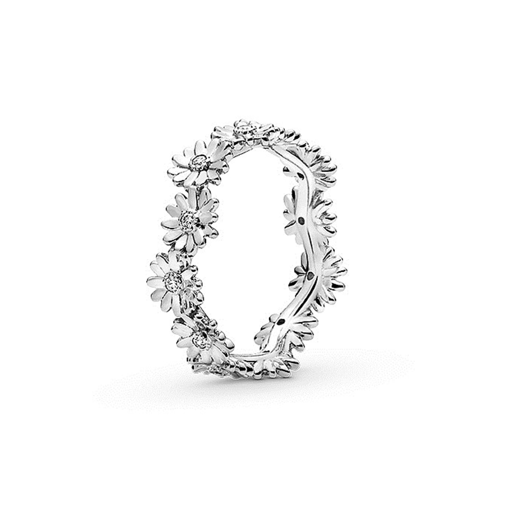 Hot Sale Pan Style 925 Sterling Silver Rings Jewelry Women Sparkling Daisy Ring Classic Wedding Ring Gift 198799C01 W/Box Pouch
