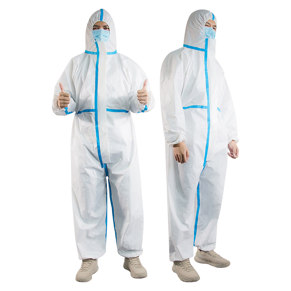 Safety Work Overalls Safety Suits Type 5 6 Disposable Body Protection Pp+pe Microporous Laminate 63gsm Face Mask Adult CE 85%
