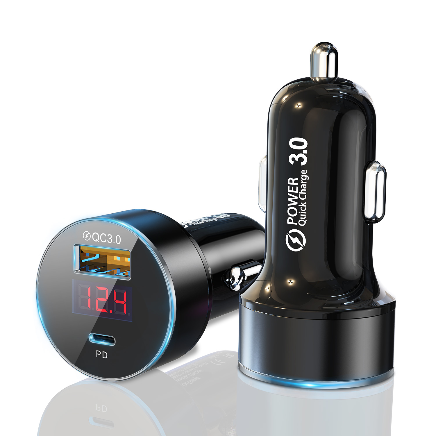 Автомобильное зарядное устройство USLION 36 Вт PD USB, аксессуары для зарядки QC3.0 PD 3,0, автомобильное зарядное устройство, адаптер со светодиодным дисплеем для мобильного телефона Iphone 12 типа C