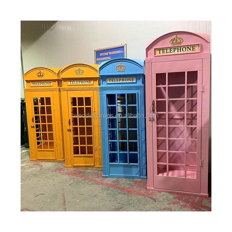 wholesale customized antique metal pink telephone london classic phone booth for sale