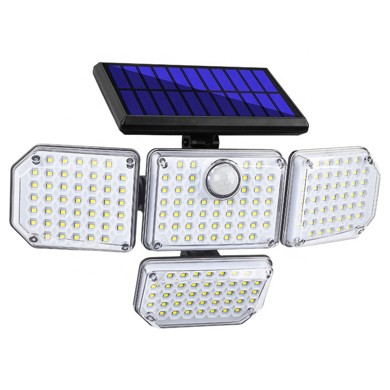 LED wall mounted solar garden light bright on four head outdoor waterproof lamp