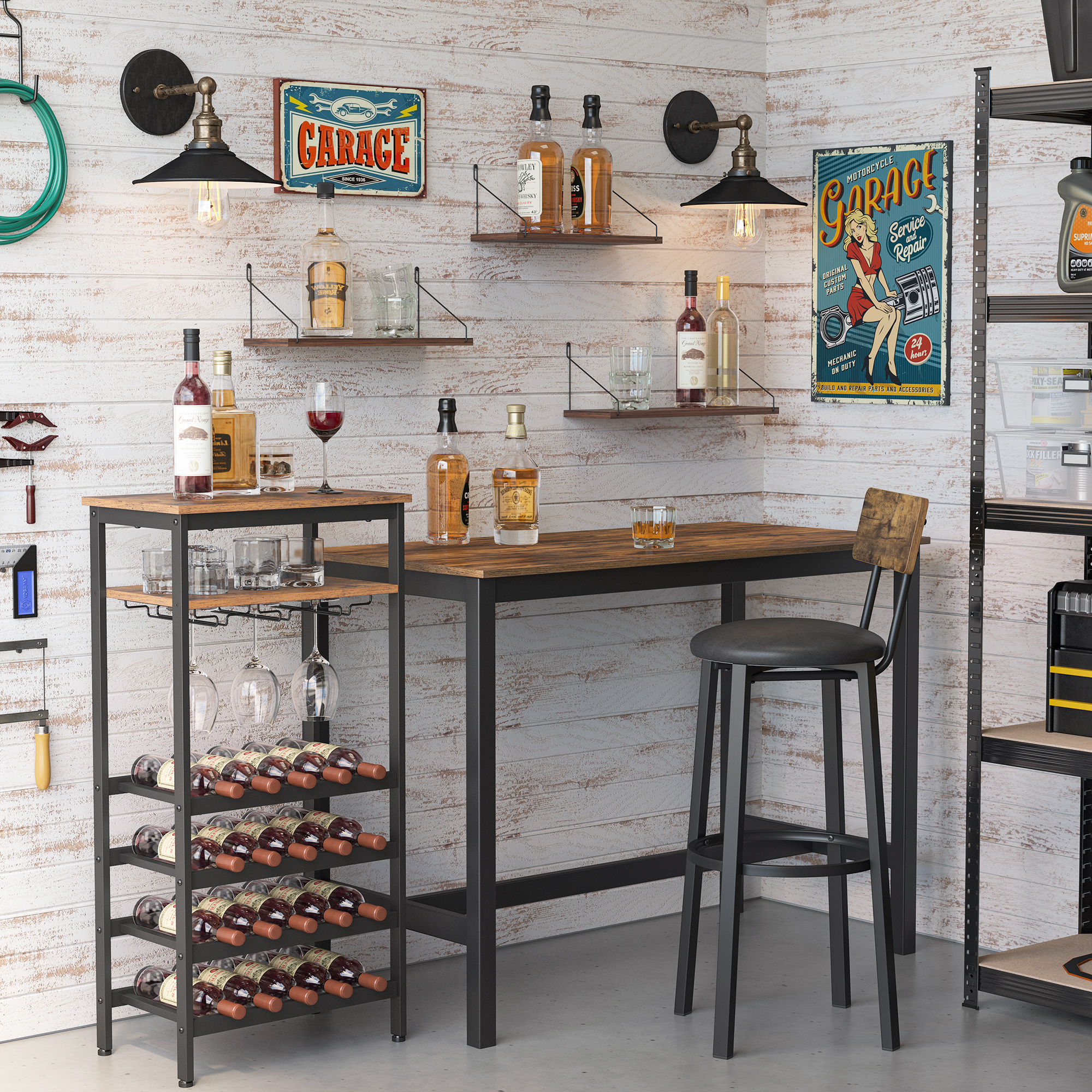 vintage rustic free standing eco friendly hanging floor metal wine bottle display shelf rack wooden wine storage racks holder