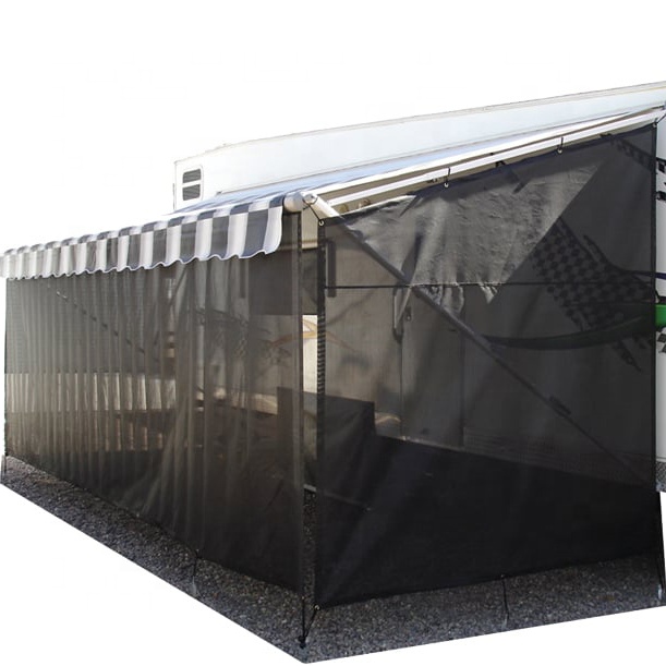 Горячая Распродажа черный сетчатый солнцезащитный экран 9 'x7' RV Тент боковой тент для кемпинга прицепа навес УФ Солнцезащитный блокировщик полный комплект