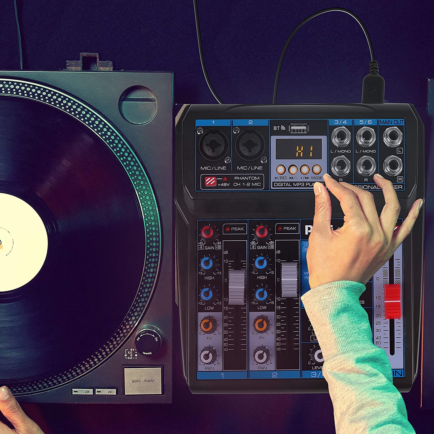 Профессиональный беспроводной DJ микшер-6-канальный BT совместимых DJ управления