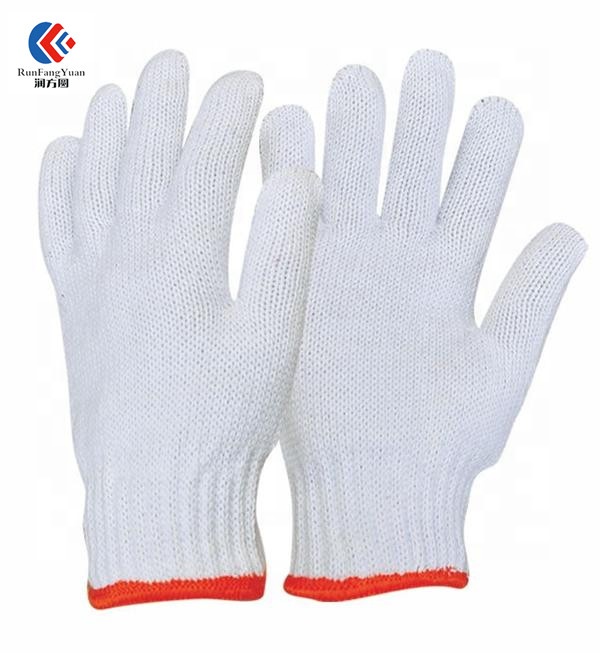 Machine Knitted Bleached White Cotton Work Safe Gloves Knitted Hand Gloves