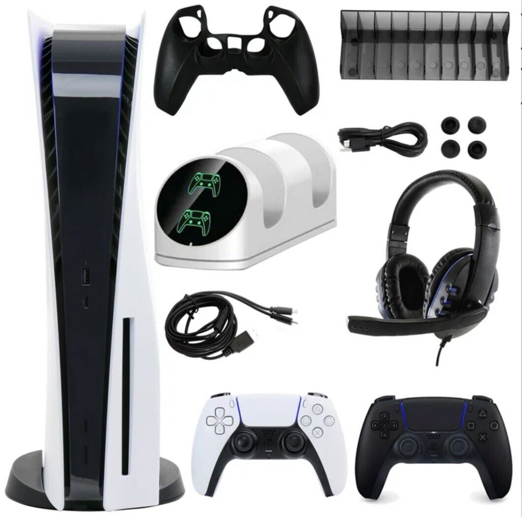 Лидер продаж, дисковая версия PLAYSTATION5 PS5 1 ТБ, дисковая версия PS5, консоль 825 ГБ (последняя версия) + 2 контроллера и 10 игр