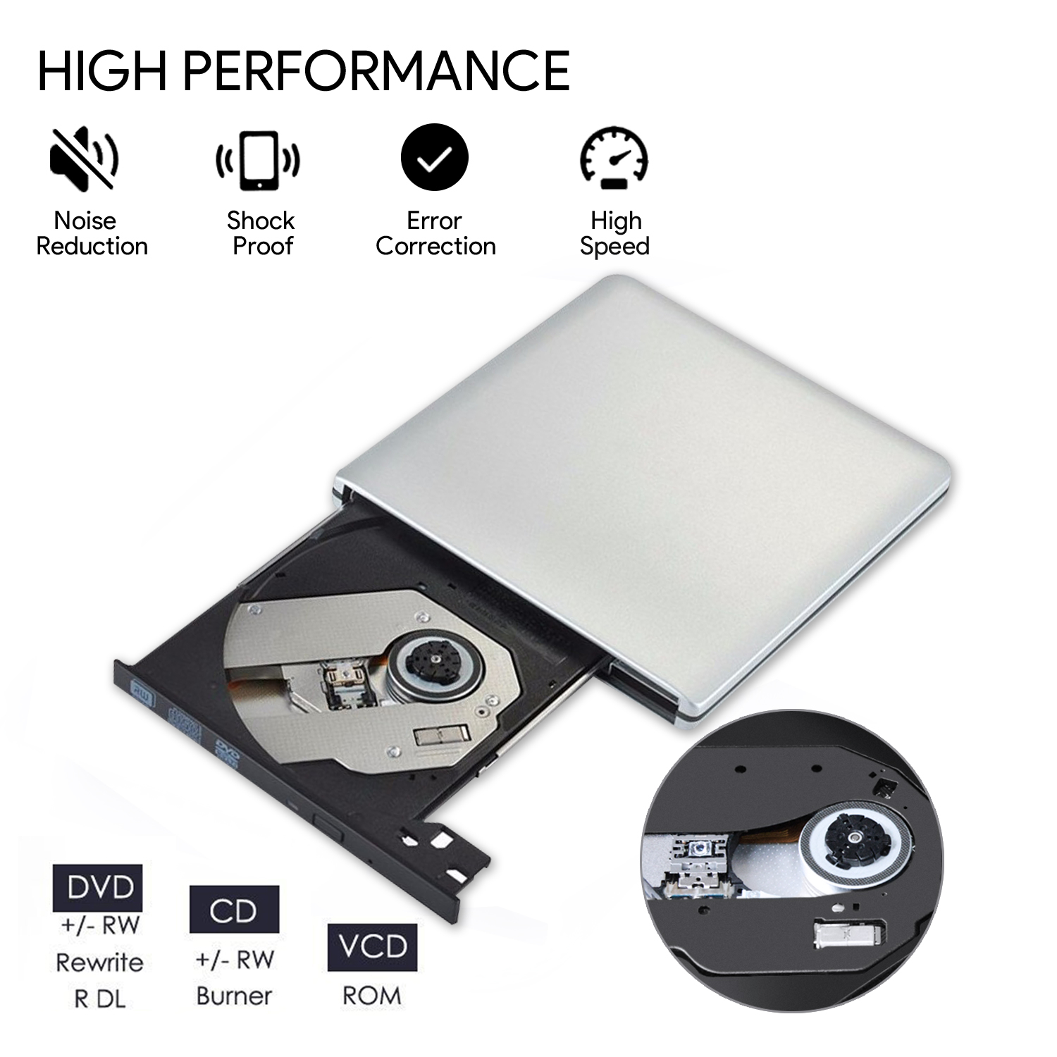 USB3.0 External CD/DVD Drive ReWriter BR-RE DVD-RW ROM Bluray For laptop/desktop OIptical Drive