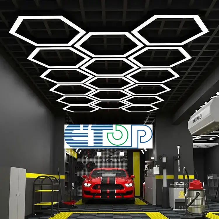E-top Professional Factory Customized Hexagon Led Light Workshop Honeycomb Garage Work Led Light Car Detailing Lights