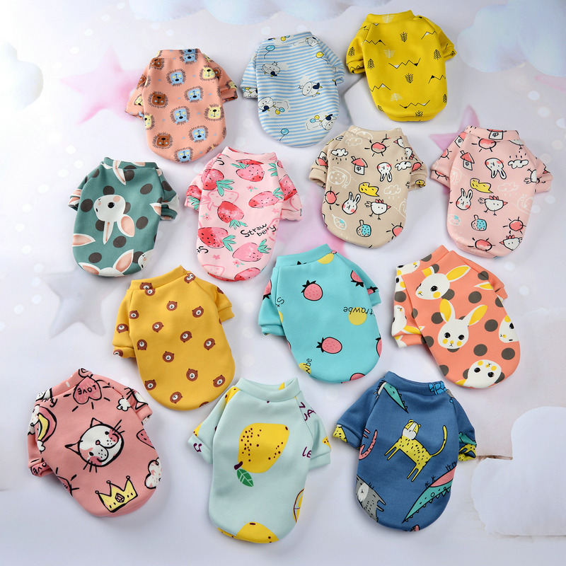 Spring Autumn ropa de perros Cute Pet Cartoon Clothing Shirt Casual Vests Cat T-shirt Puppy Winter Dogs Clothes for Small Pets