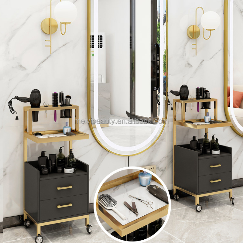 Luxury hair salon hand trolley manicure cart hairdressing barber furniture spa metal trolley