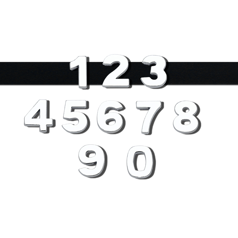 Wholesale DIY Accessory Silver 0-9 numbers Can Through 8mm Wristband 8mm Slide Charms For Wristband/Pet collar