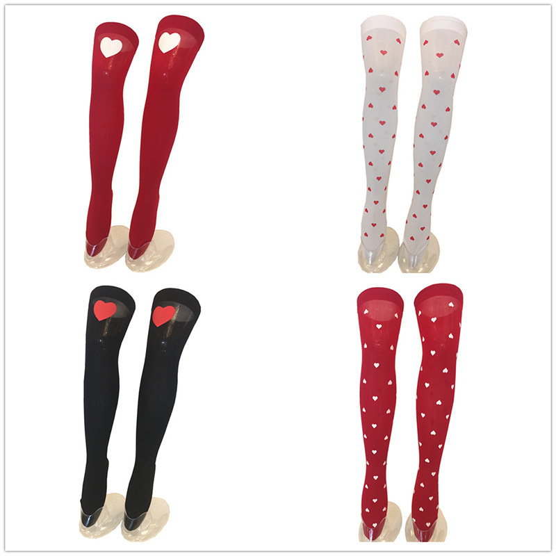 Wholesale Heart Pattern Sexy Silk Stockings Valentine Date Fancy Girl Heart Stockings