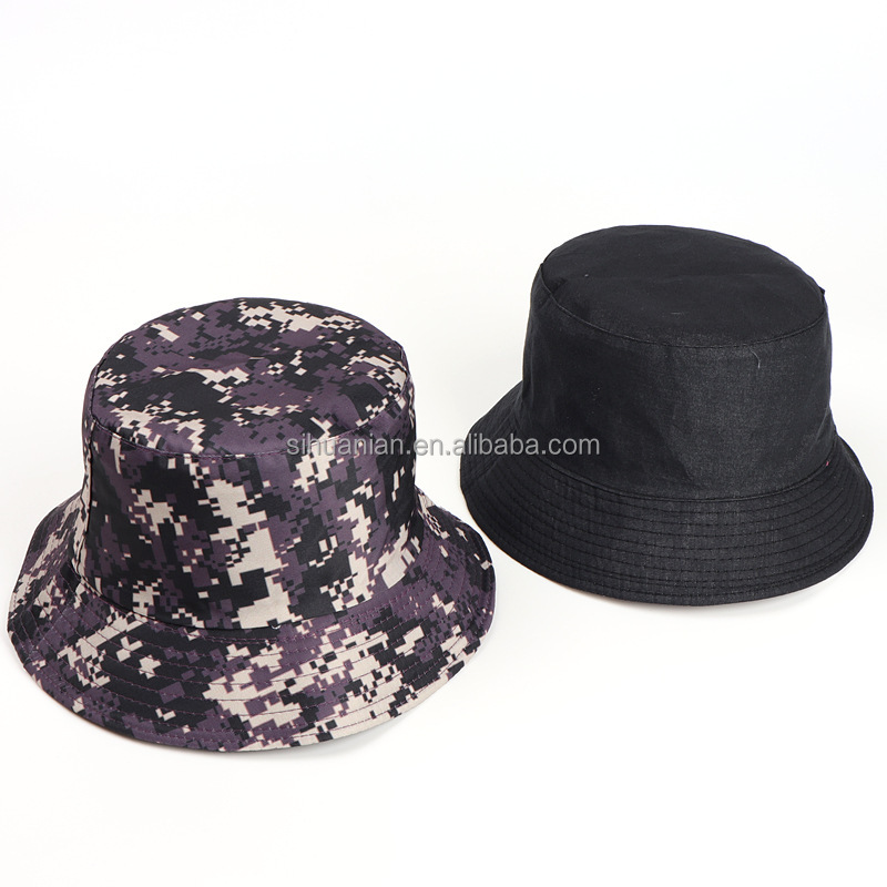 Hot selling outdoor leisure camo hats caps reversible safari bucket hat custom
