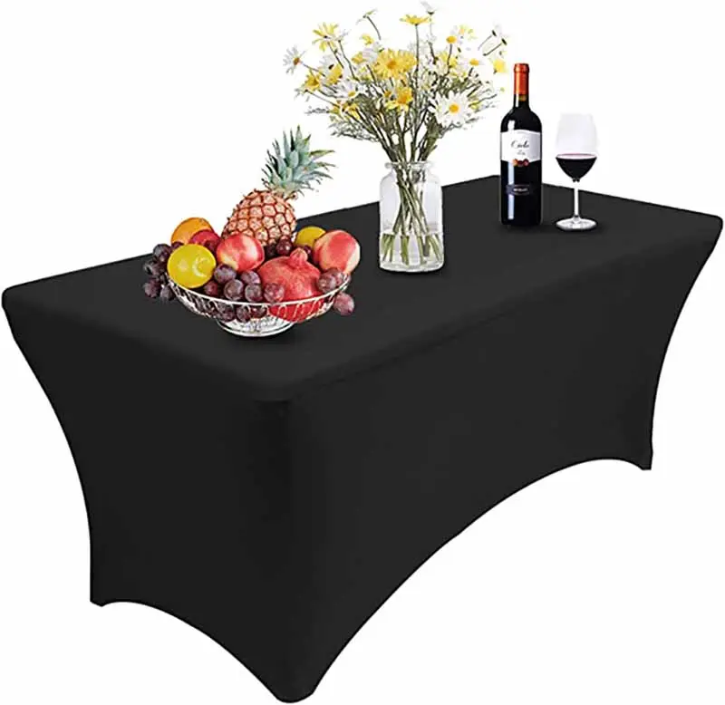 6ft Stretch Spandex Table Cover Folding Tables Rectangular Fitted Tablecloth Protector for Wedding Banquet Party Table Cloths