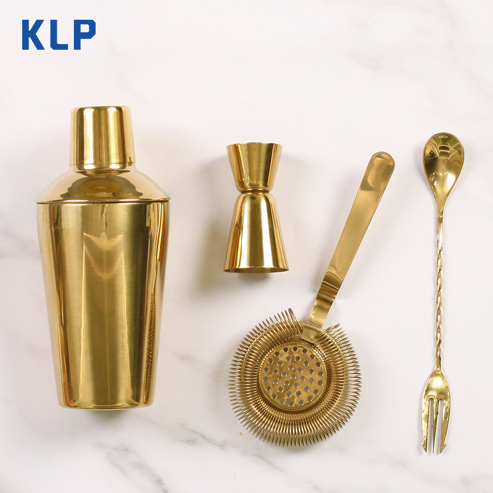 KLP хит продаж, барные инструменты, 4 шт., набор для бармена из нержавеющей стали, шейкер для коктейлей, барная посуда, набор для вина
