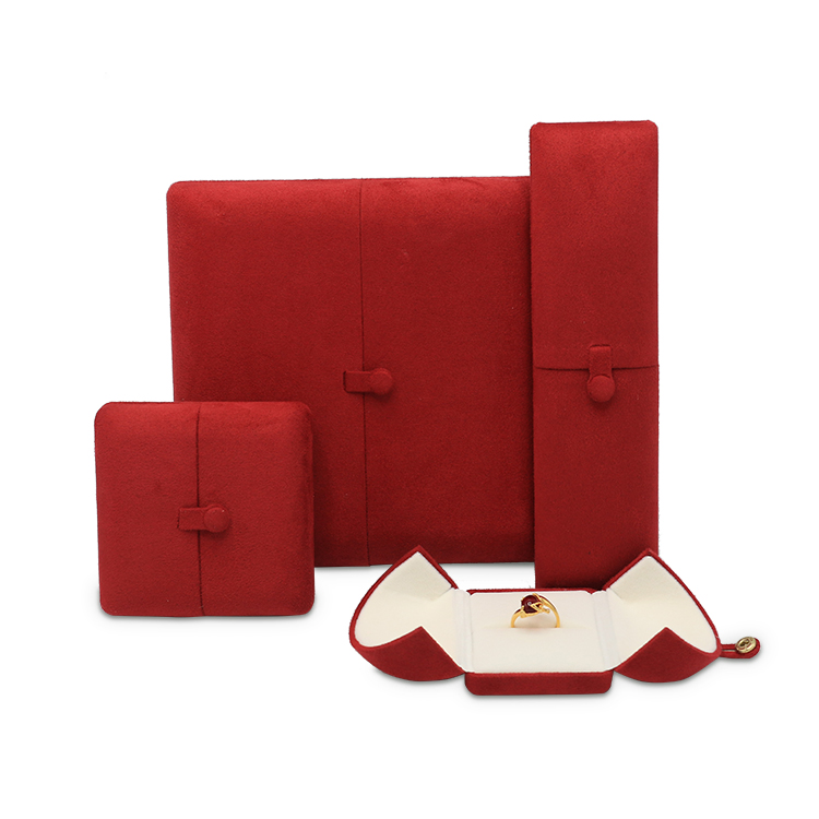 Professional wholesale jewelry box factory custom red pu leather box for ring