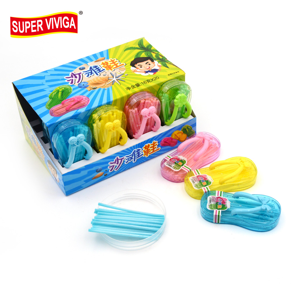 Custom private label logo halal mix fruit flavor beach shoes toy cc stick candy