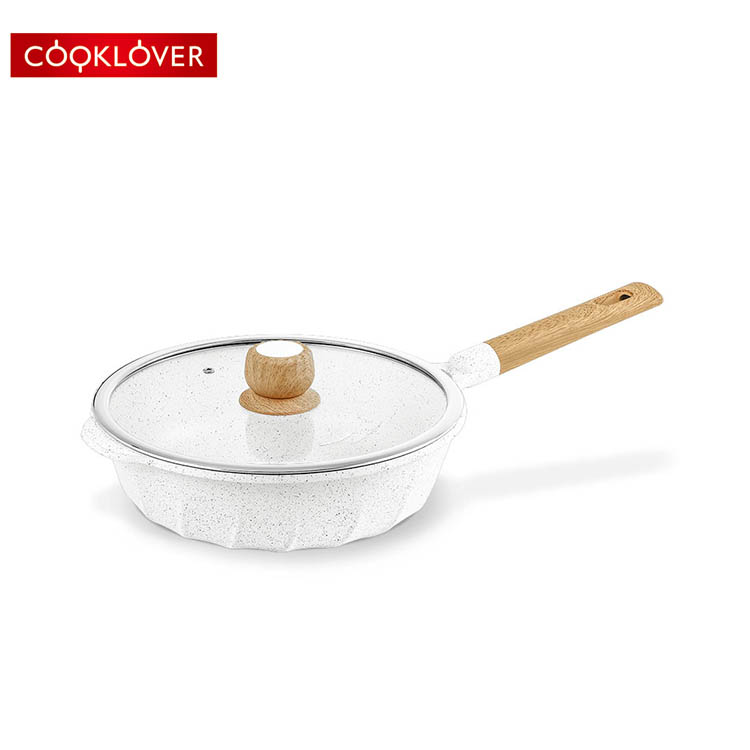 Cooklover 28 см, Глубокая Сковорода из литого алюминия с мраморным покрытием и Индукционным дном