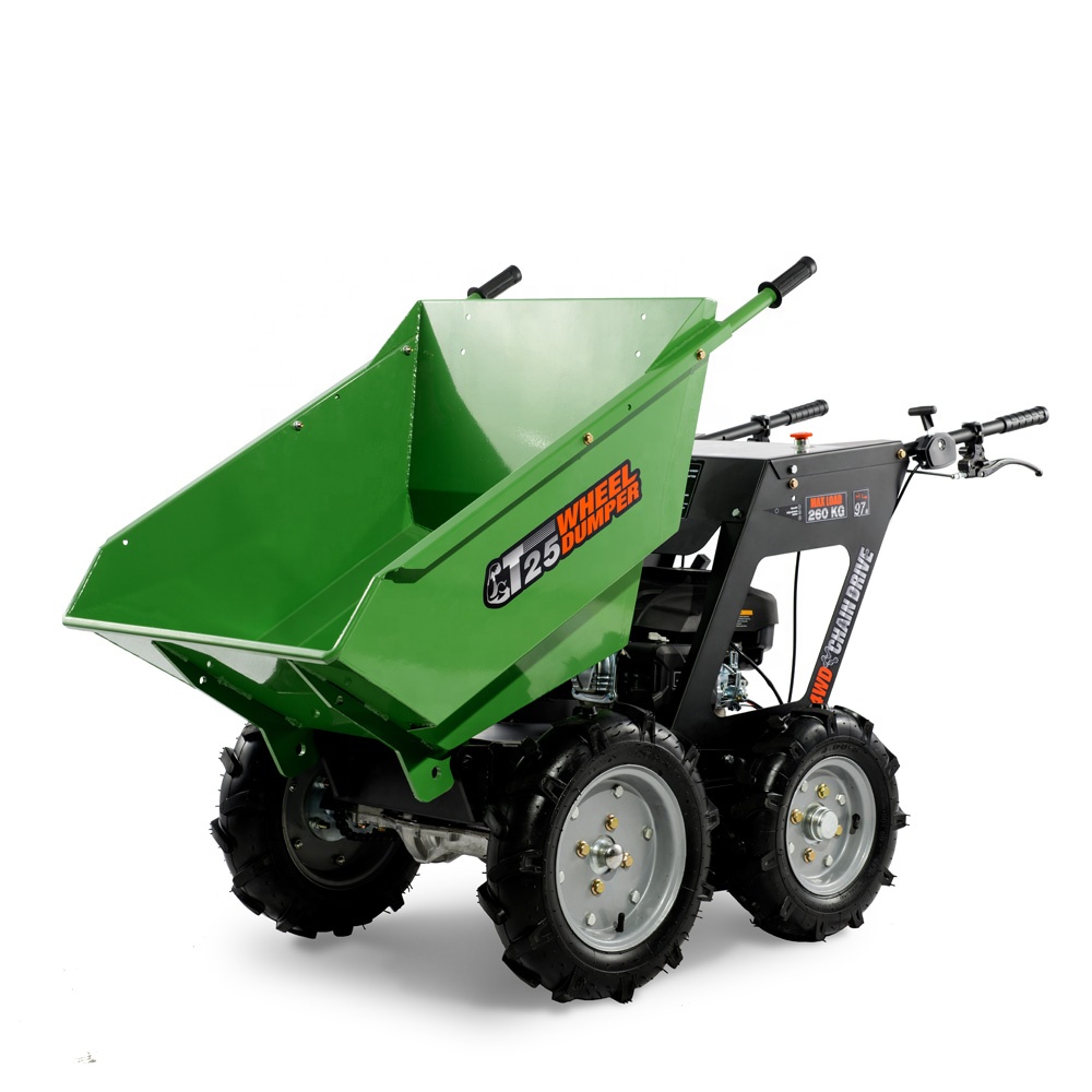 250 кг грузоподъемность 4X4 5.5hp Бензиновый двигатель мощность курган колеса самосвал для строительной площадки