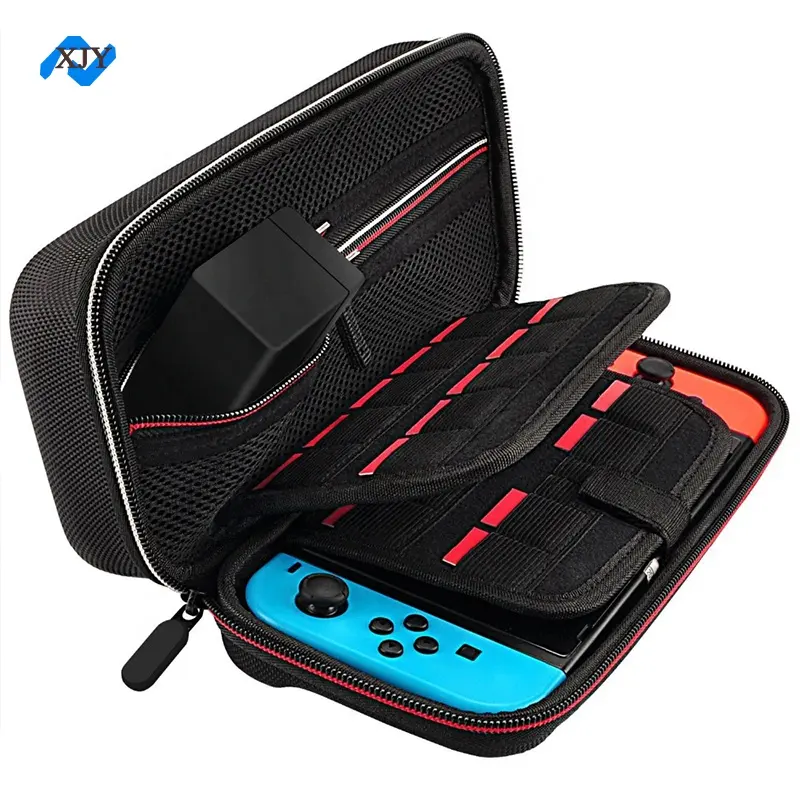 EVA Bag with Zipper Protective Travel Video Game Player Cases for Nintendo Switch and OLED System with 29 Game Card Slots