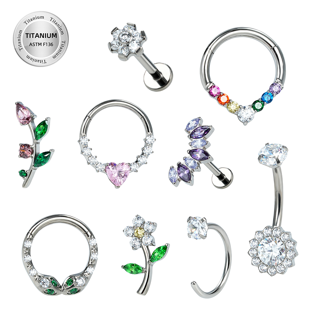 Toposh G23 titanium Clear CZ f136 navel Cartilage Stud Earrings nose ring ear belly labret piercing titanium