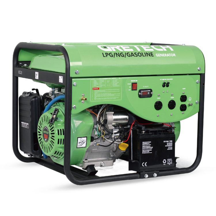 Gretech CE ISO одобено 5.5kw-6.5kw 50 Гц 15HP 4-тактный портативный Электрический старт сжиженного нефтяного газа/природного газа (NG) бензиновый генератор