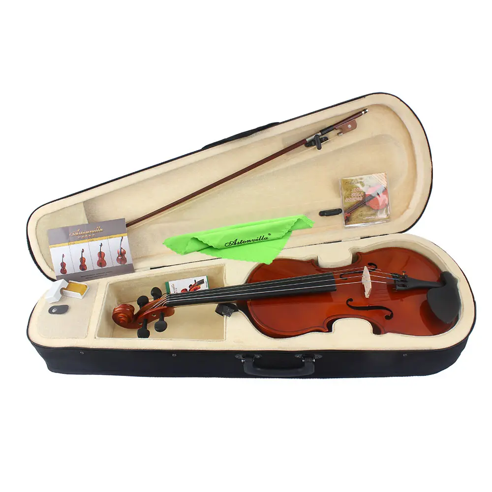 Aston Villa 16 inch spruce solid wood viola with a case bow wiping cloth and spare stri