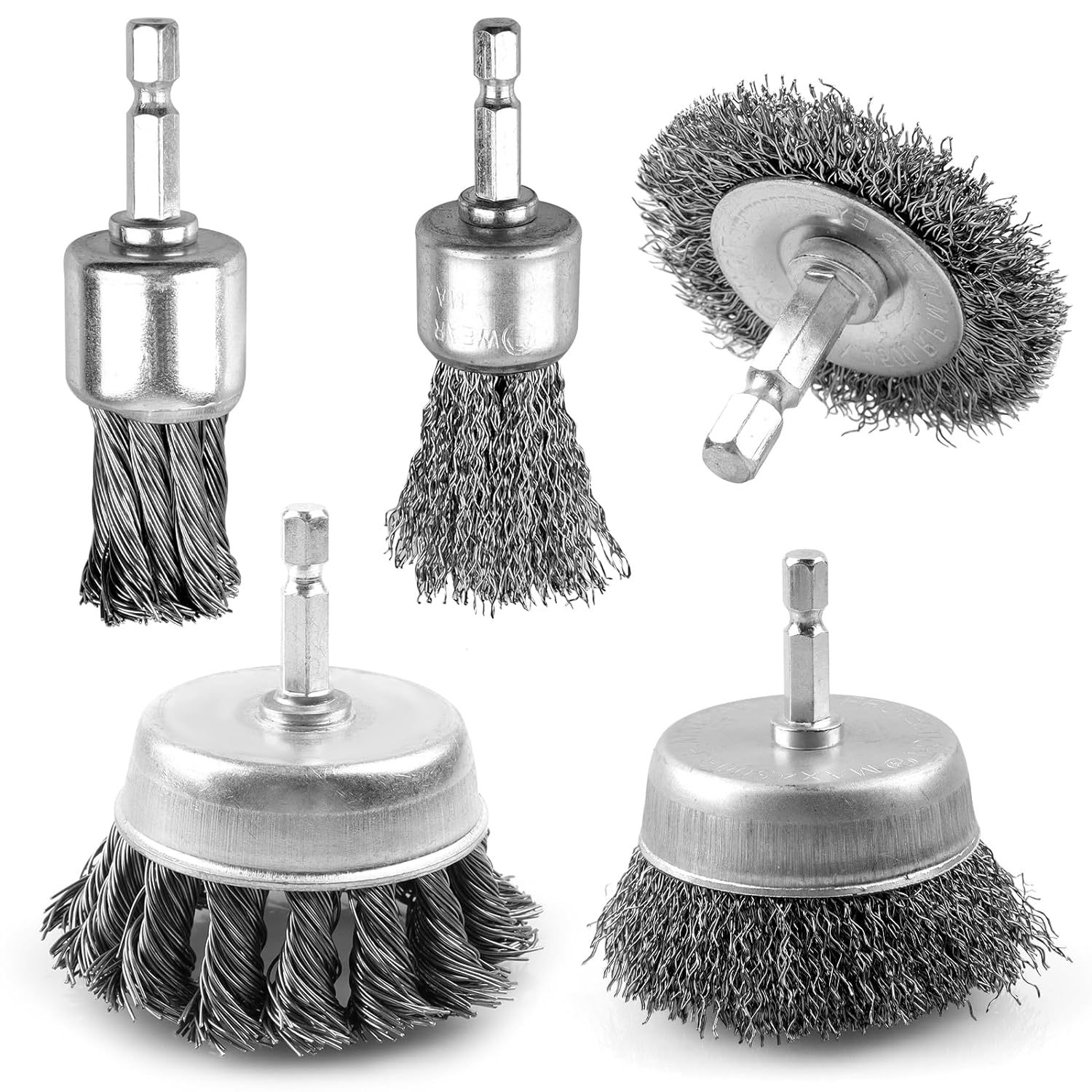 electric drill brush set accessories polishing brush tools carbon steel drill brush set with 1/4 inch hex handle
