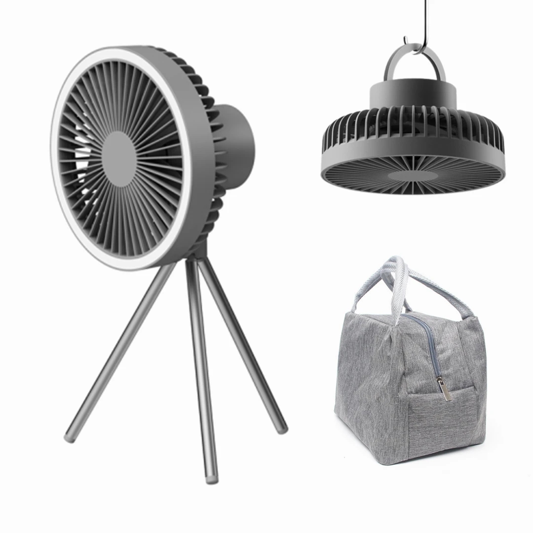 Rechargeable Ceiling Camping Fan 10000mah Tent LED Lighting fan with Tripod Portable