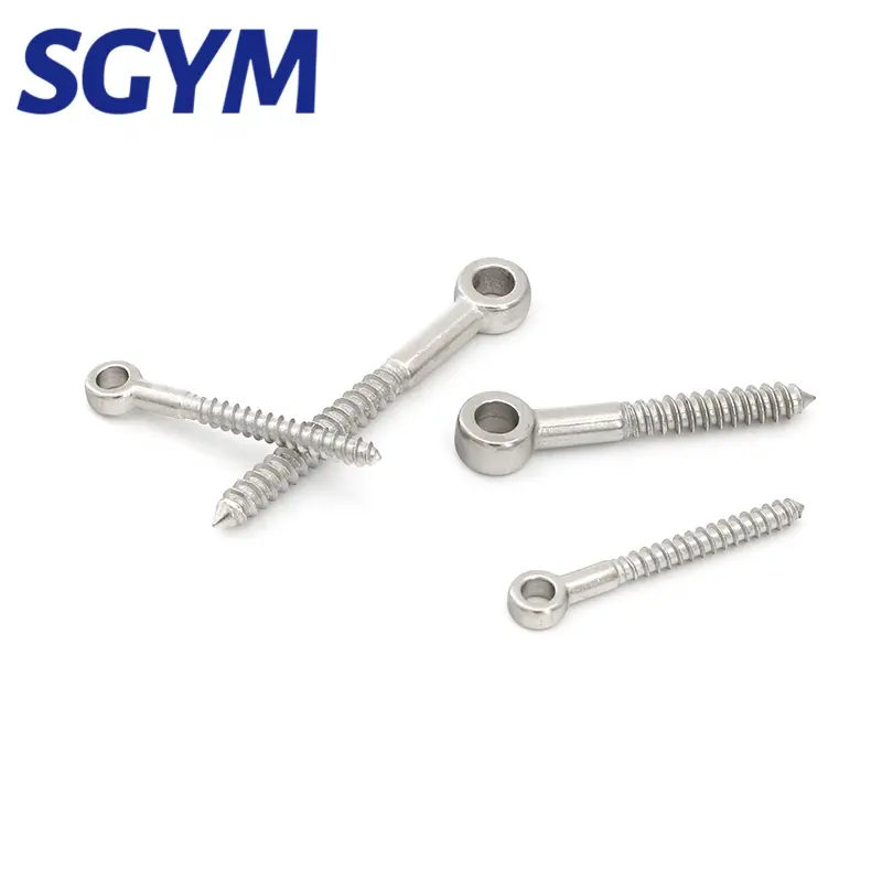 Stainless Screws Heavy Duty Hardware 316 Stainless Steel Lifting Stamped Head Eye Bolt With Wood Screw 8*80