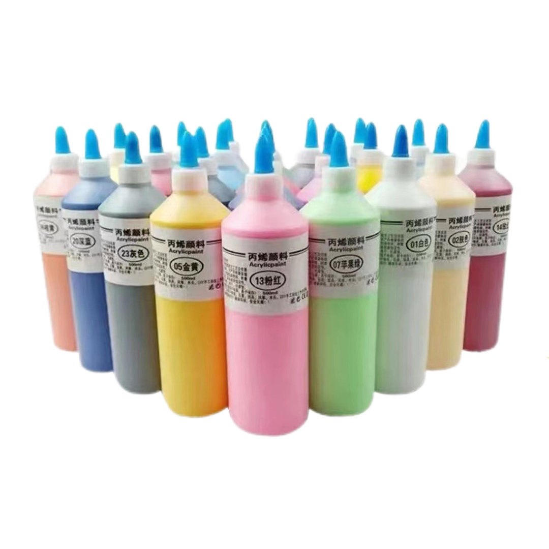 (652XY) 24 color large bottles of 500 ml acrylic paint are mainly used for painting wall plaster doll graffiti