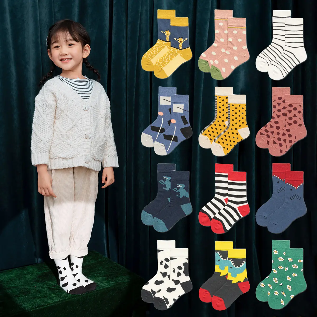 1-8 years old boy's socks middle tube girls fashion colorful cartoon baby kids happy socks wholesale