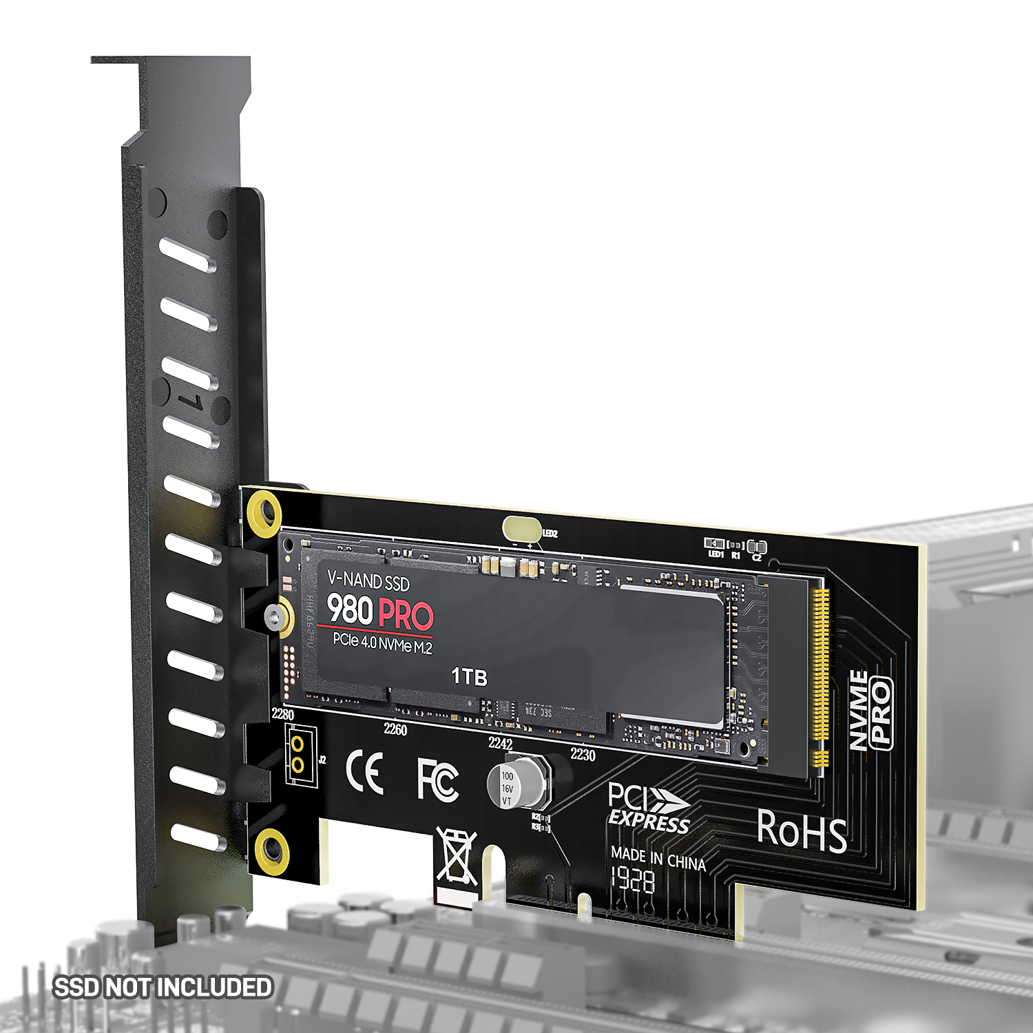 AMPCOM M.2 NVME SSD-адаптер PCI Express 4,0x4 для 2230-2280 M2 SSD