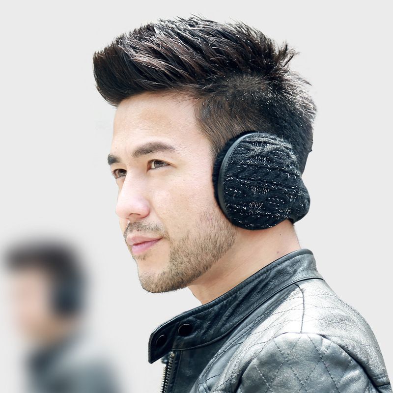Men Women Unisex Solid Soft Plush Ear Muffs Winter Knitted Ear Warmers Jacquard Weave Winter Earmuff