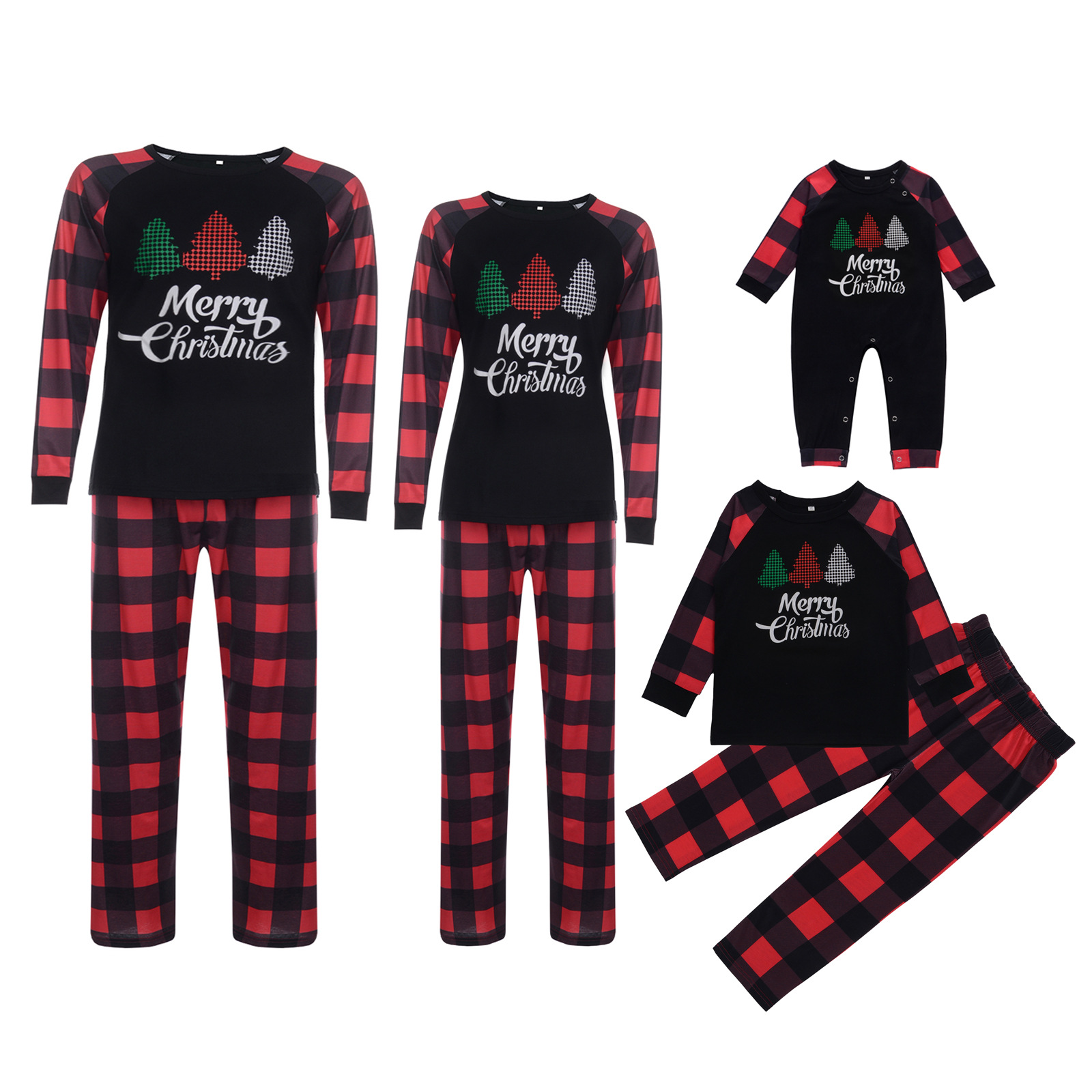 Xmas Matching Couples and Kids Pajamas Long Sleeve Tops Stripe Pants PJS Christmas Family Pajamas