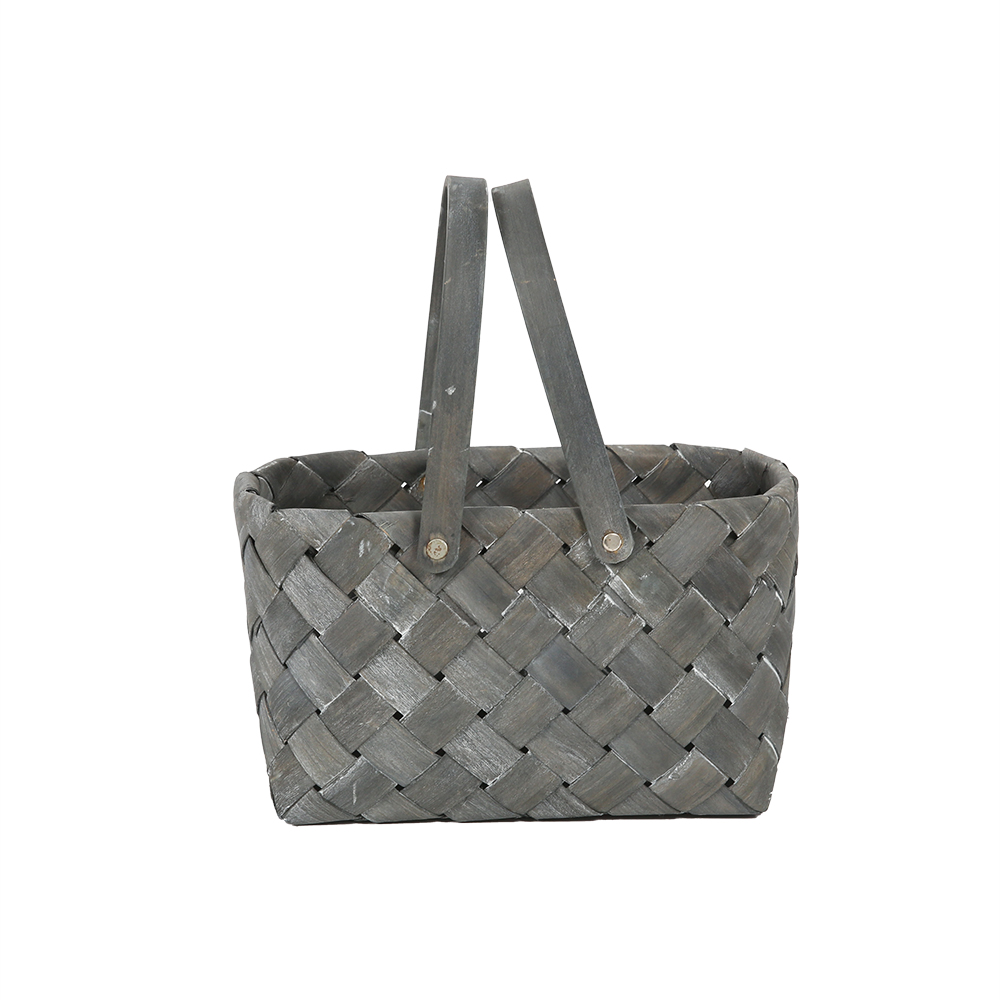 Natural handmade striped Brown Fir sheet wood hamper hand woven storage basket shopping basket hand Grey hand wooden basket