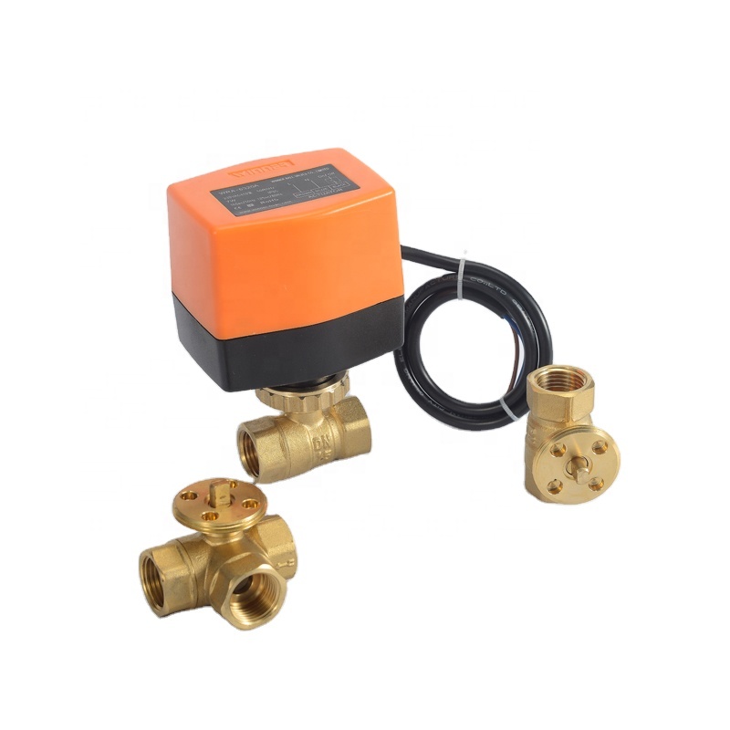 220V DN25 3-сторонний выход потока 1 "моторизованный шаровой клапан, электрический, ручное управление, латунные клапаны