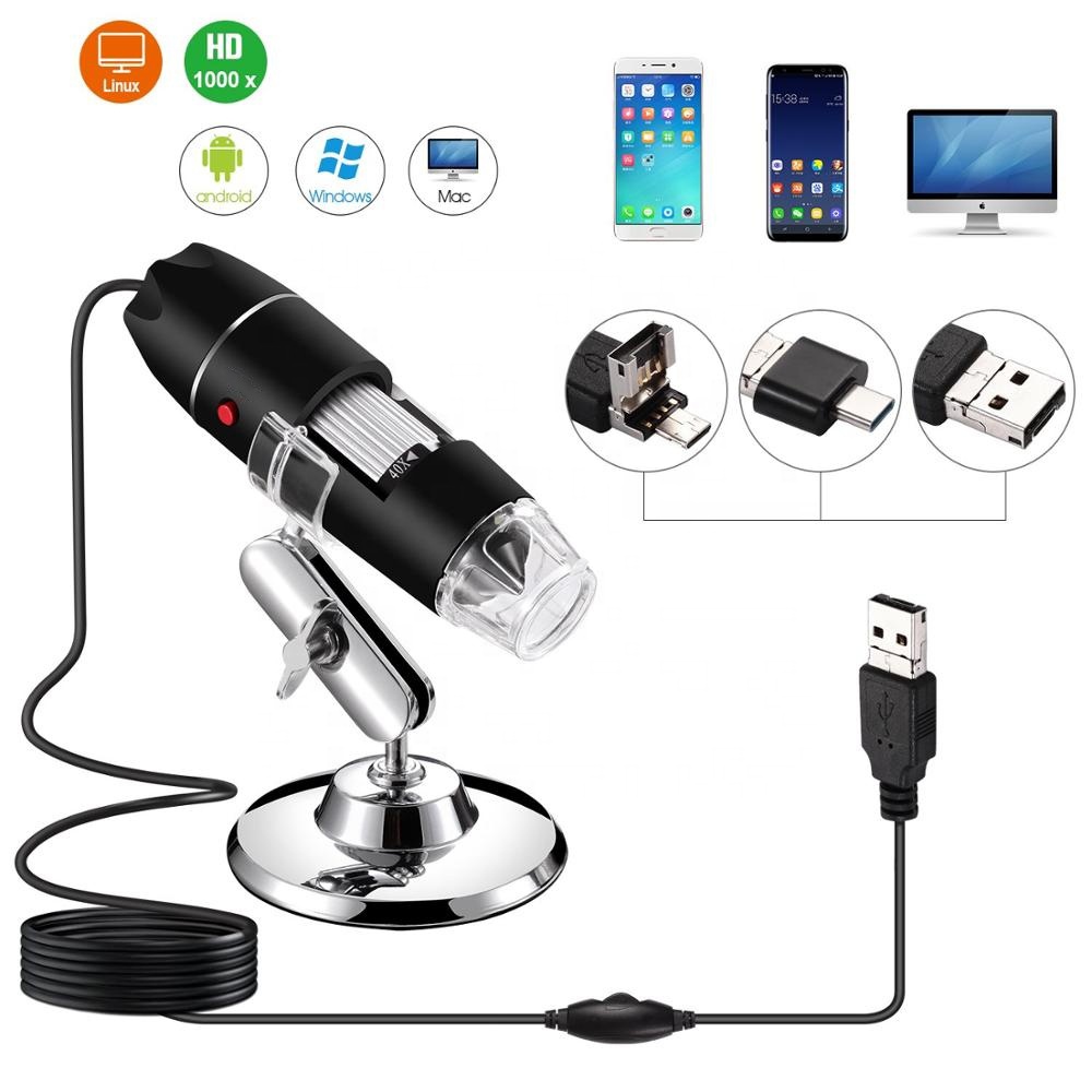 40-1000X 8 LED USB 2,0 увеличение эндоскоп цифровой микроскоп мини камера с OTG адаптер и металлическая подставка