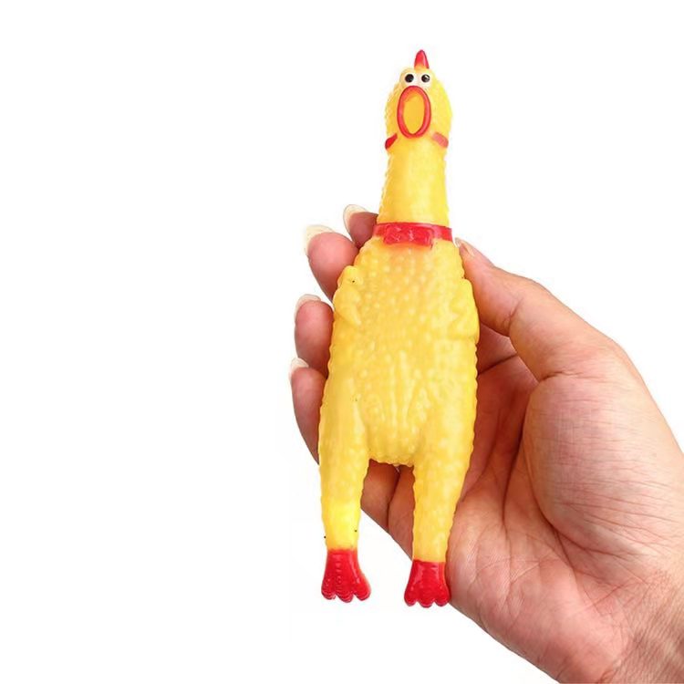 Squawking Chicken Dog Toys,Yellow Rubber Squeeze Squeaky and Screaming Chicken for Pets or Kids