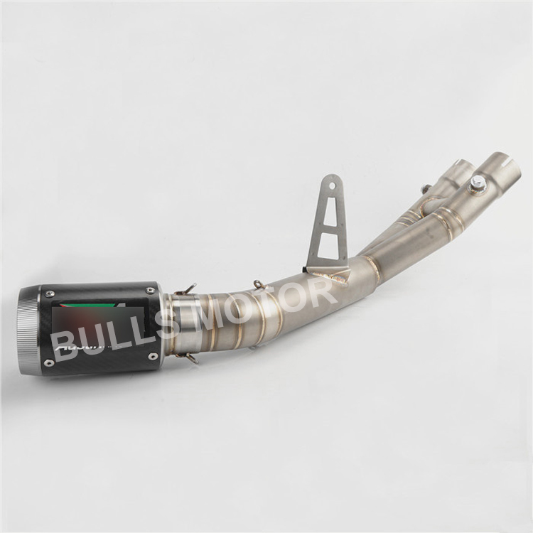 Выхлопная система для гоночного автомобиля Bulls для Yamaha MT10 YZF-R1 61 мм, выхлопной глушитель из углеродного волокна без шнуровки с нержавеющей/титановой звеньевой трубкой