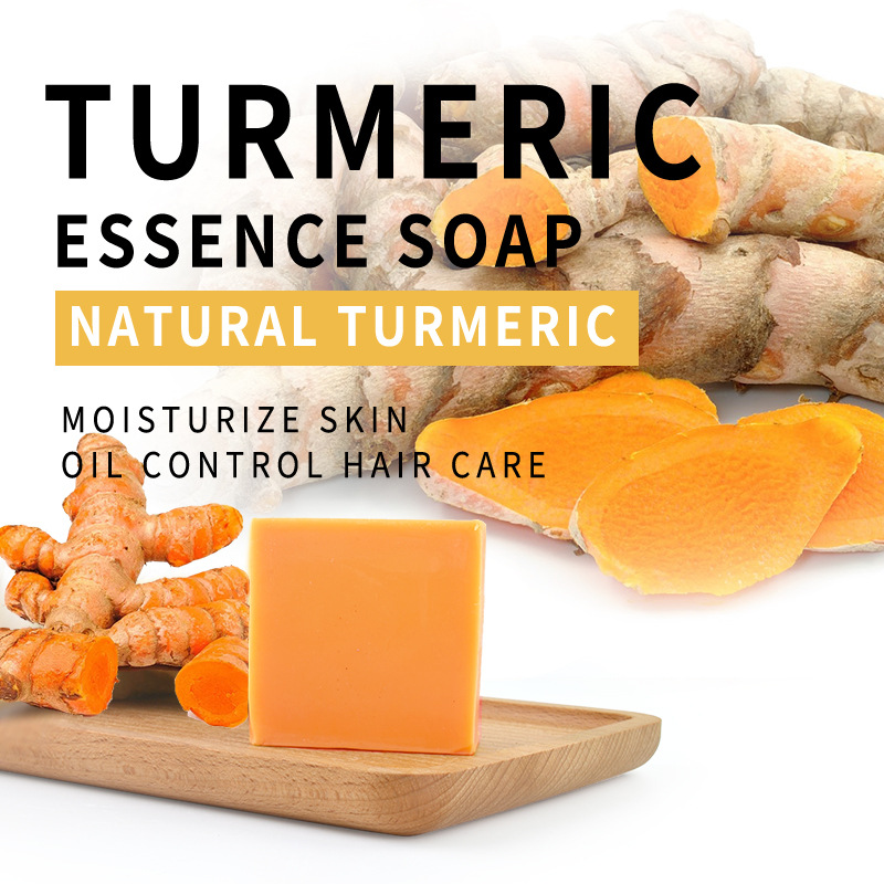 QQLR Biotech Natural Organic Turmeric Soap Organic Anti Acne Whitening Handmade Turmeric Herbal Soap Bar