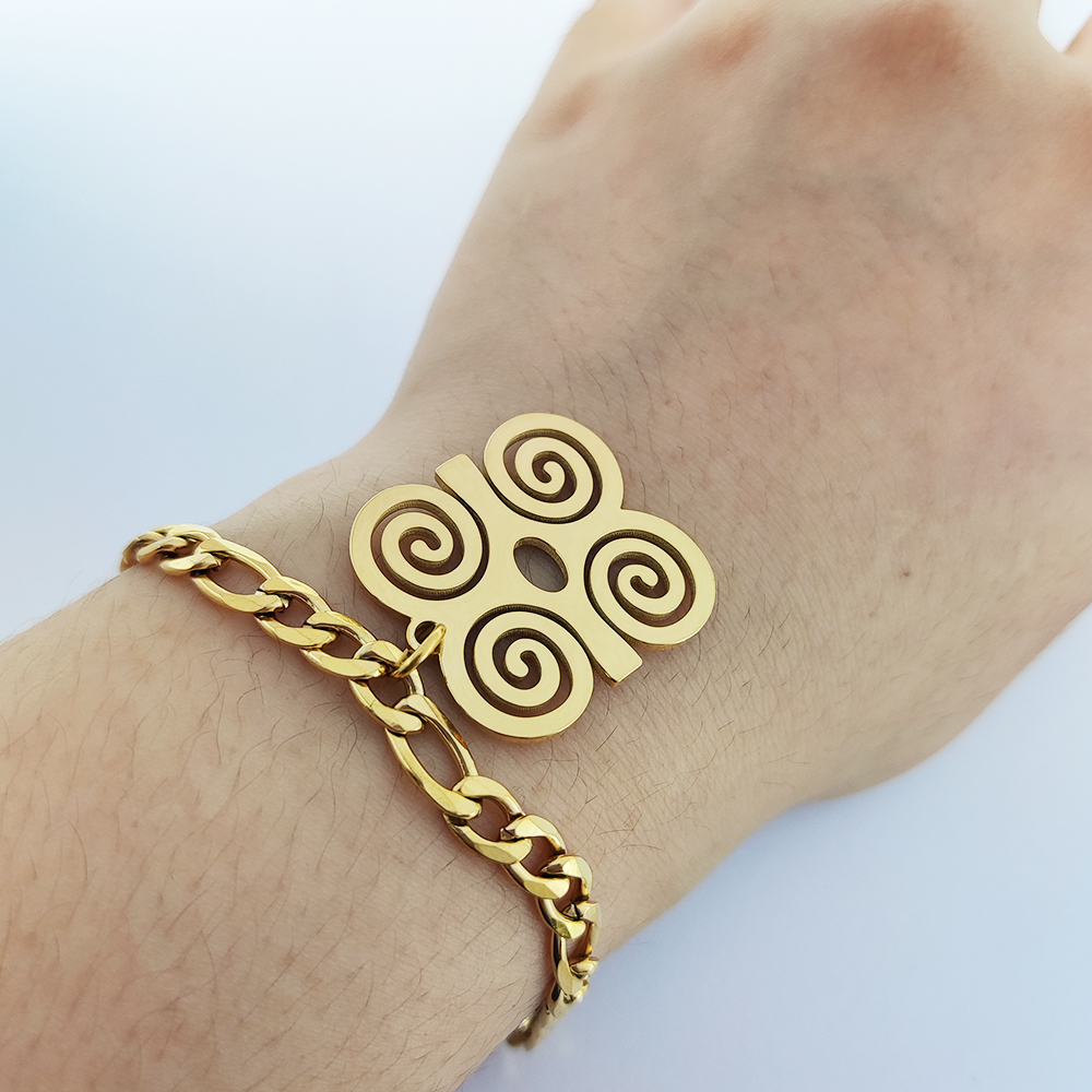 African Adinkra Symbol DWENNIMMEN Humility Strength Charm Bracelet Joyas Ghana Meanings Chain Bracelet Joyeria-ac Inox Pulsera