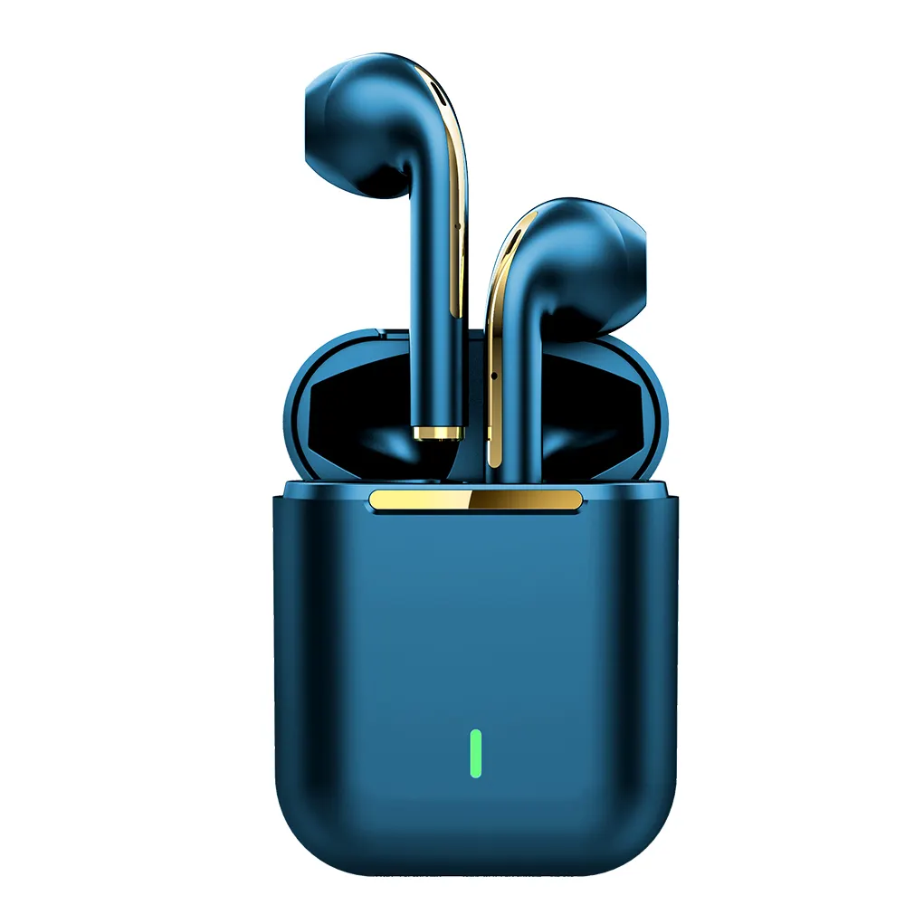 Custom Logo Hand Free Earphone J18 Wireless Tws Headphones Waterproof Earbuds Best Quality Bt 5.0 Headset Blue