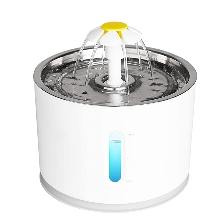 Cat drinking fountain stainless steel feeder filtered 2.4L flower automatic pet cat water fountain