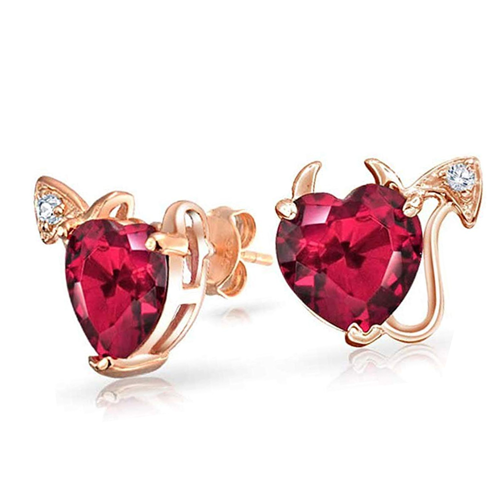 Красное сердце драгоценный камень резной костюм 18k позолоченный комплект ювелирных изделий