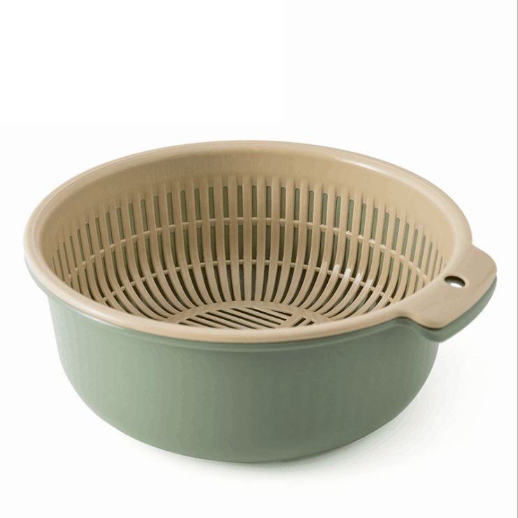 High quality Nordic double deck wash basket drip portable kitchen plastic hollow out multi-use drip basket