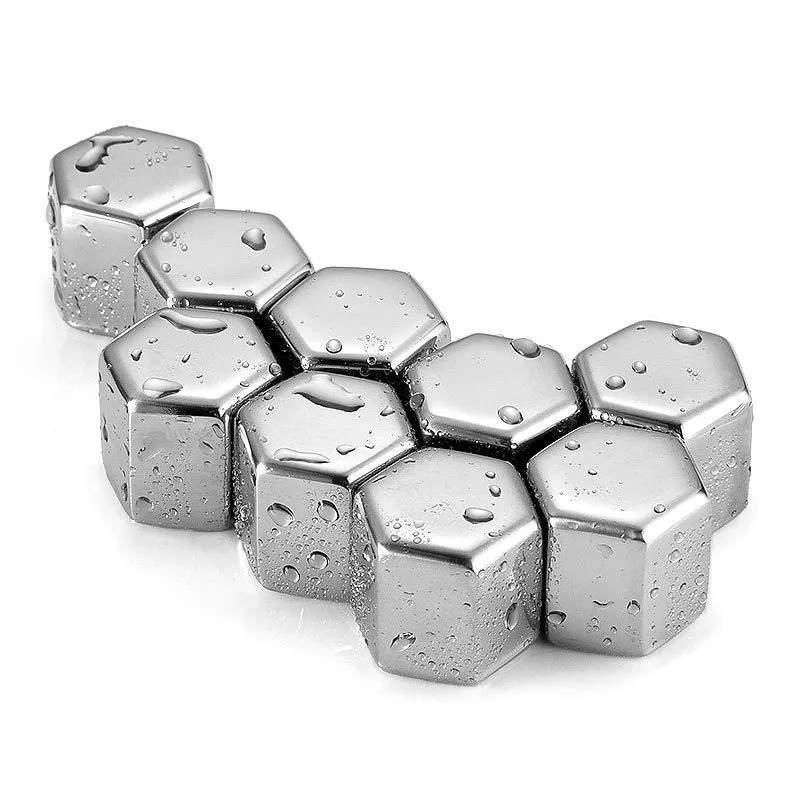 304 rhombic stainless steel ice quick frozen hexagonal ice metal whisky wine set polygonal ice set