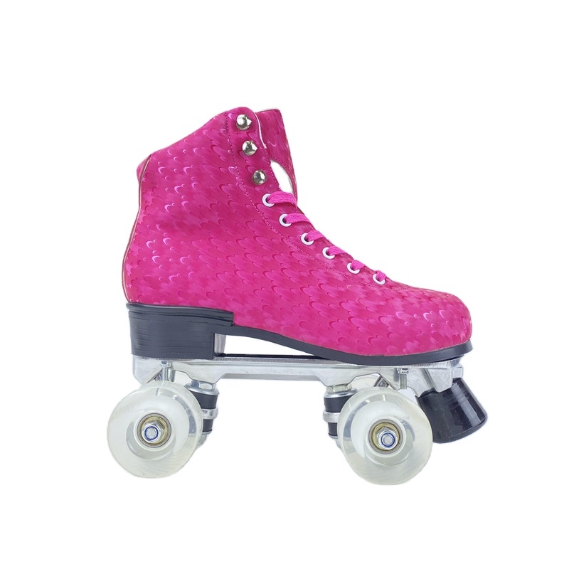 EACH Luna Quad Roller Skate Shoes Transparent PU Wheels Glitter Woman Brake Flashing Roller for Adults